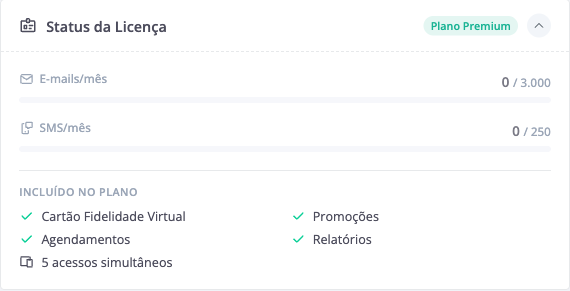 Status da Licença.
